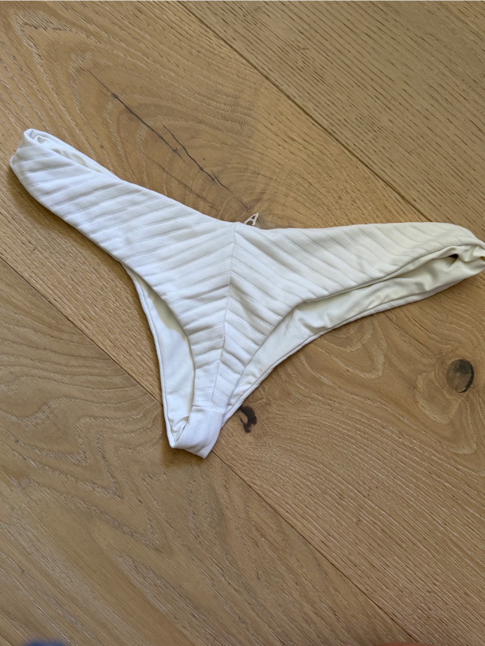 White Ribbed Bikini Bottom - - Picture 3 of 5